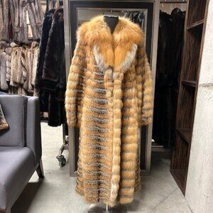 FOX horizontal design w\full red fox shawl collar, was 6995, NOW 1295 - size S